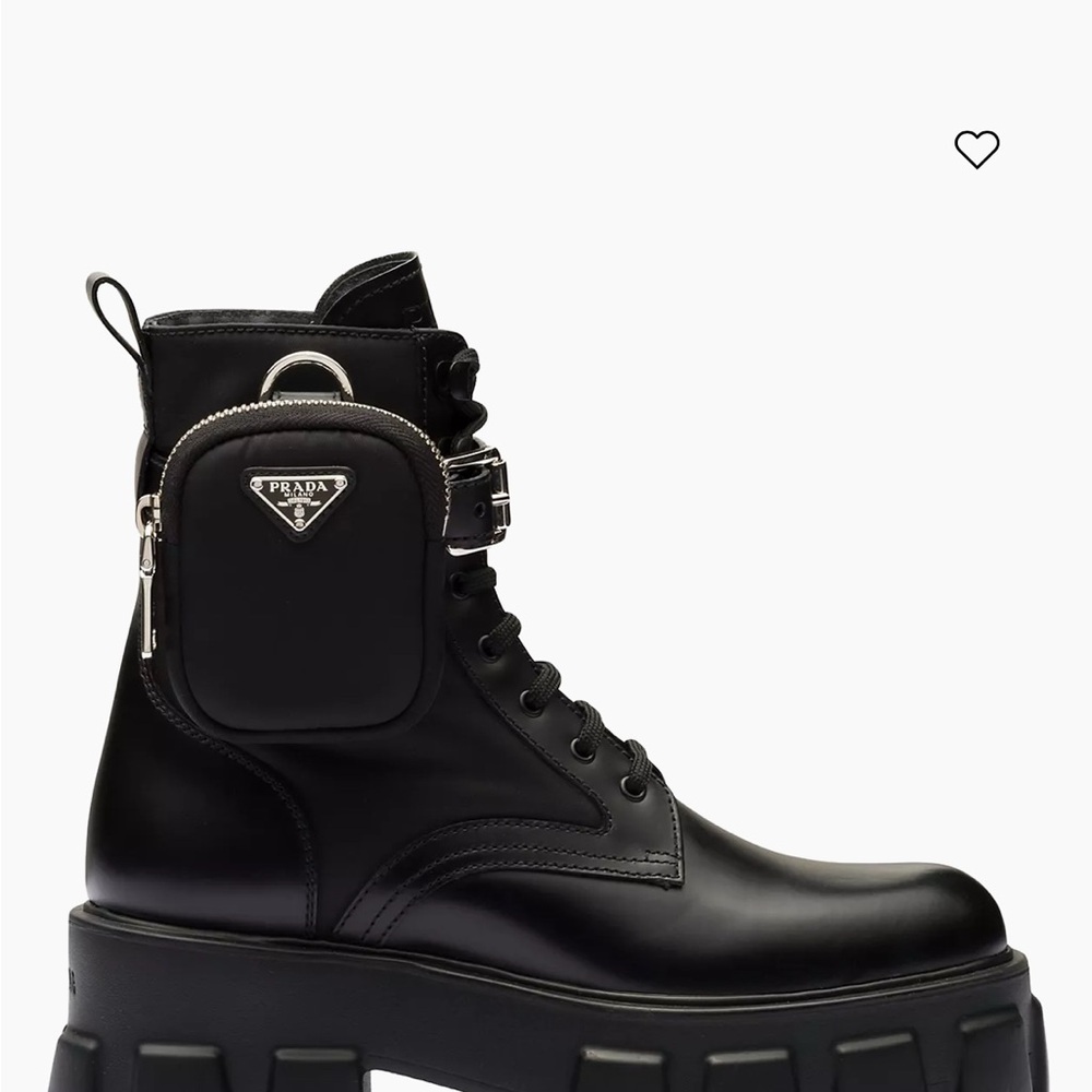 Prada Black Monolith Combat/Moto Boots with Chunky Design and Durable Sole